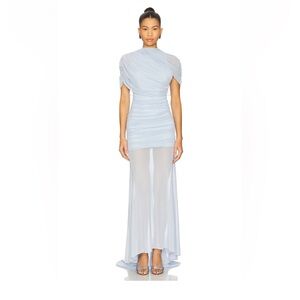 Amanda Uprichard x REVOLVE Evianna Mesh Gown in Baby Blue